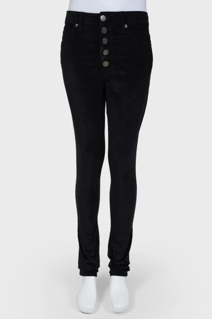 Velvet trousers with buttons