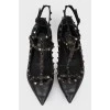 Black Studded Ballerina Shoes