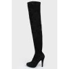 High black suede boots with stiletto heels