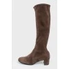 Boots brown suede with a zipper