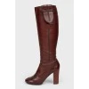 Boots leather burgundy with a zipper