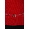 Red sweater with leather straps