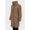 Brown wool coat with a high neck