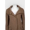Brown wool coat with a high neck