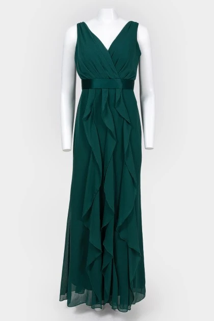 Evening emerald dress in the floor with tag