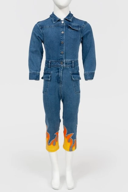 Children's denim jumpsuit with appliqué
