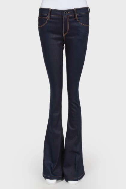 Navy blue mid-rise flare jeans