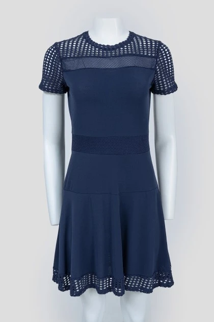 Navy blue dress with perforated inserts