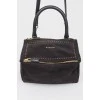 Pandora Black Suede Handbag with Gold Hardware