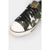 Khaki color sneakers with print