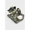 Khaki color sneakers with print
