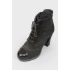 Ankle boots with patent toecap