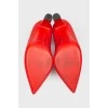 Red matte leather shoes