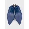 Blue matte leather heels 