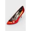 Glossy red stiletto heels
