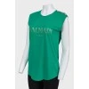 Top green with gold brand logo print