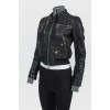 Leather jacket with textile inserts