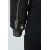 Leather jacket with textile inserts