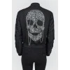 Black Skull Print Nylon Jacket