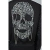 Black Skull Print Nylon Jacket