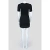 Black knit dress with chain and U-neck