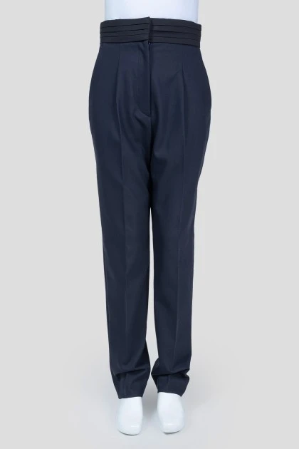 Navy blue high waist trousers with pockets