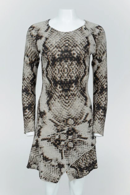 Cashmere dress with snake print
