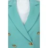 Turquoise jacket with golden buttons