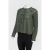 Knitted green jumper with buttons