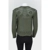 Knitted green jumper with buttons