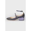 Purple rhinestone metallic heels