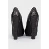 Crocodile-effect leather high-heeled pumps