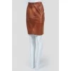 Brown Leather Zip Skirt