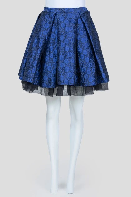 Bell skirt with blue flowers