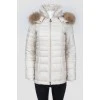 Cream quilted down jacket