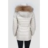 Cream quilted down jacket