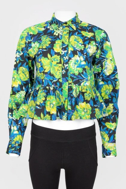 Blouse with floral print and peplum