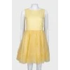 Yellow dress with floral tulle