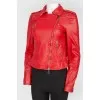 Red leather jacket with silver fittings