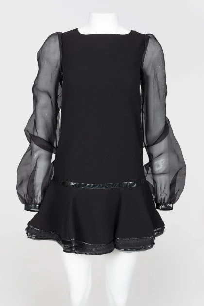 Black dress with transparent sleeves with lightning