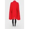 Red wool cape with belt buckle