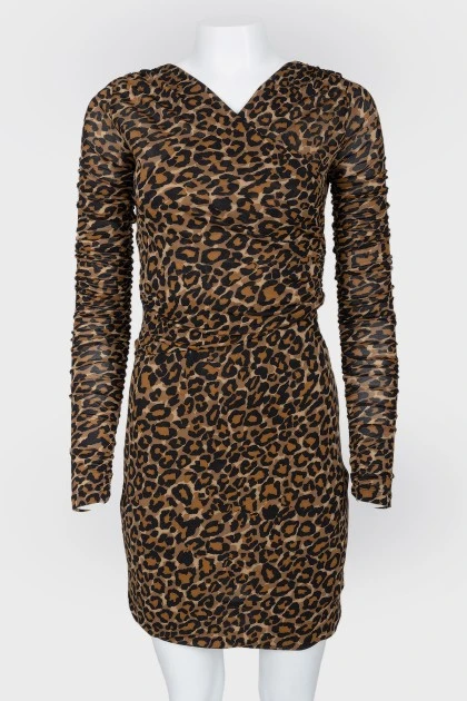 Leopard wrap dress with tag
