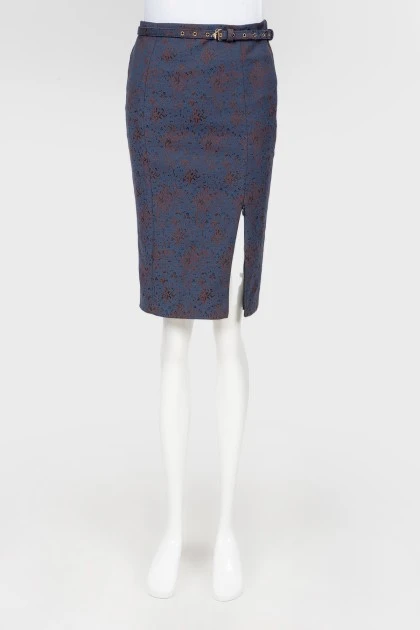 Blue-brown skirt with waist strap