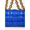 Blue leather wicker Cassette bag with tag