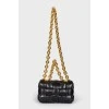 Cassette black leather wicker bag with tag