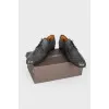 Men's dark green leather shoes