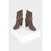 Brown suede heeled boots