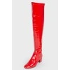 Red varnished heeled boots
