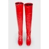 Red varnished heeled boots