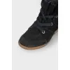 Black suede a hidden wedge heel boots